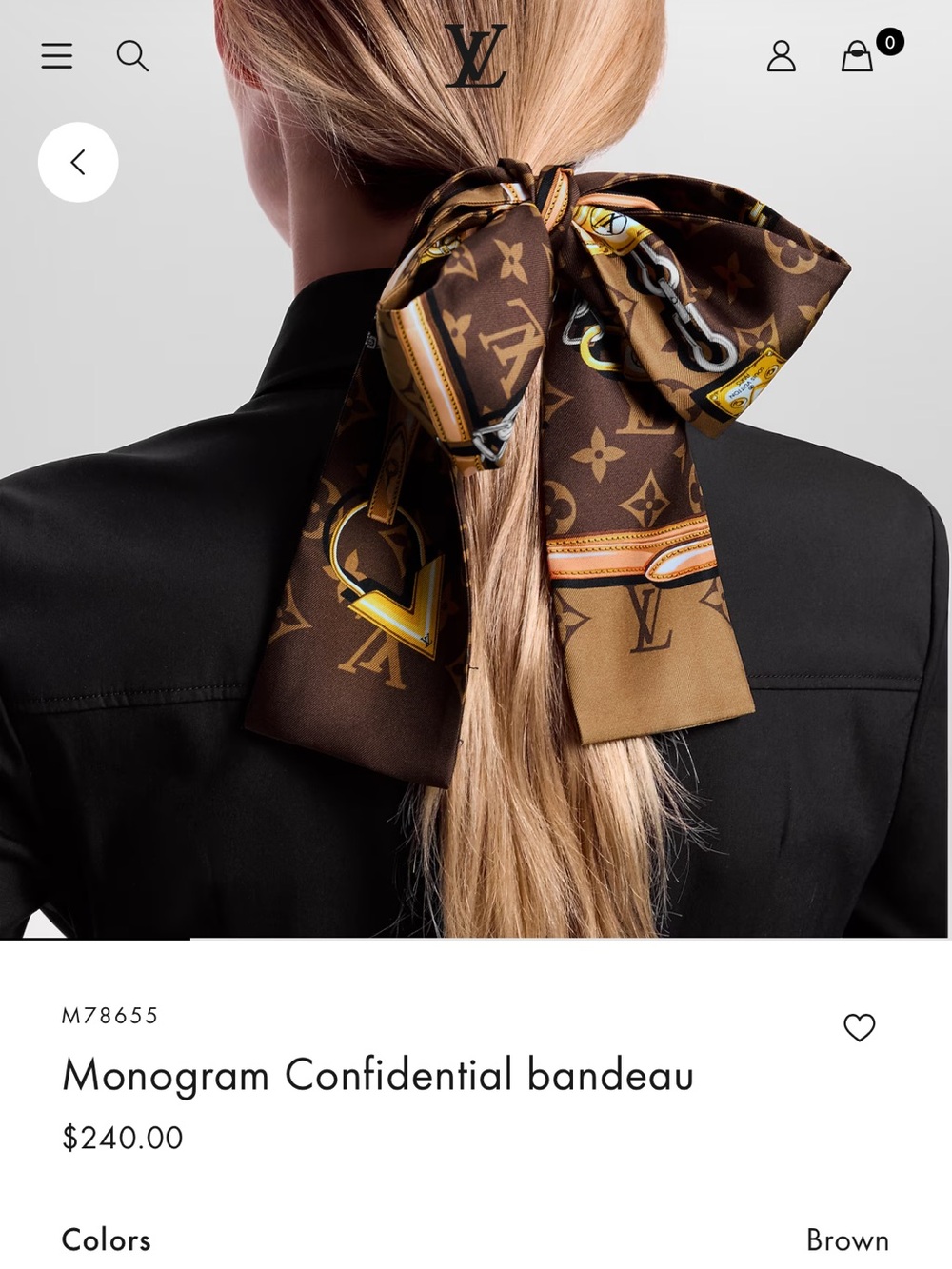 Louis Vuitton Brown Monogram confidential bandeau designer scarf bag/hair scarf - Picture 4 of 9